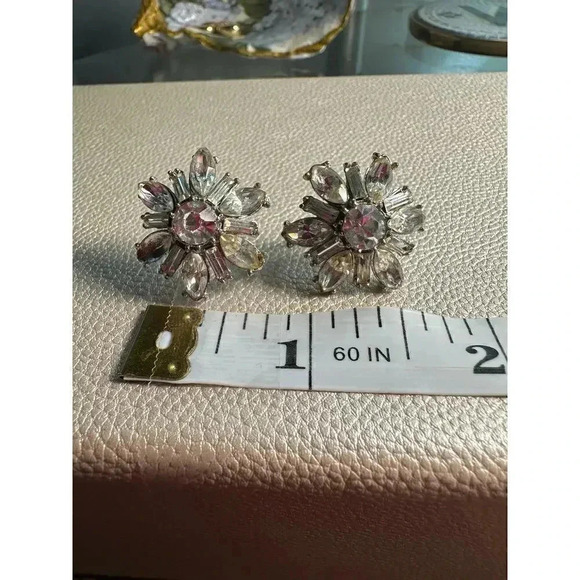 Vintage | Screwback Earrings | Mid Century | Rhinestones | Costume Jewelry - Picture 12 of 15